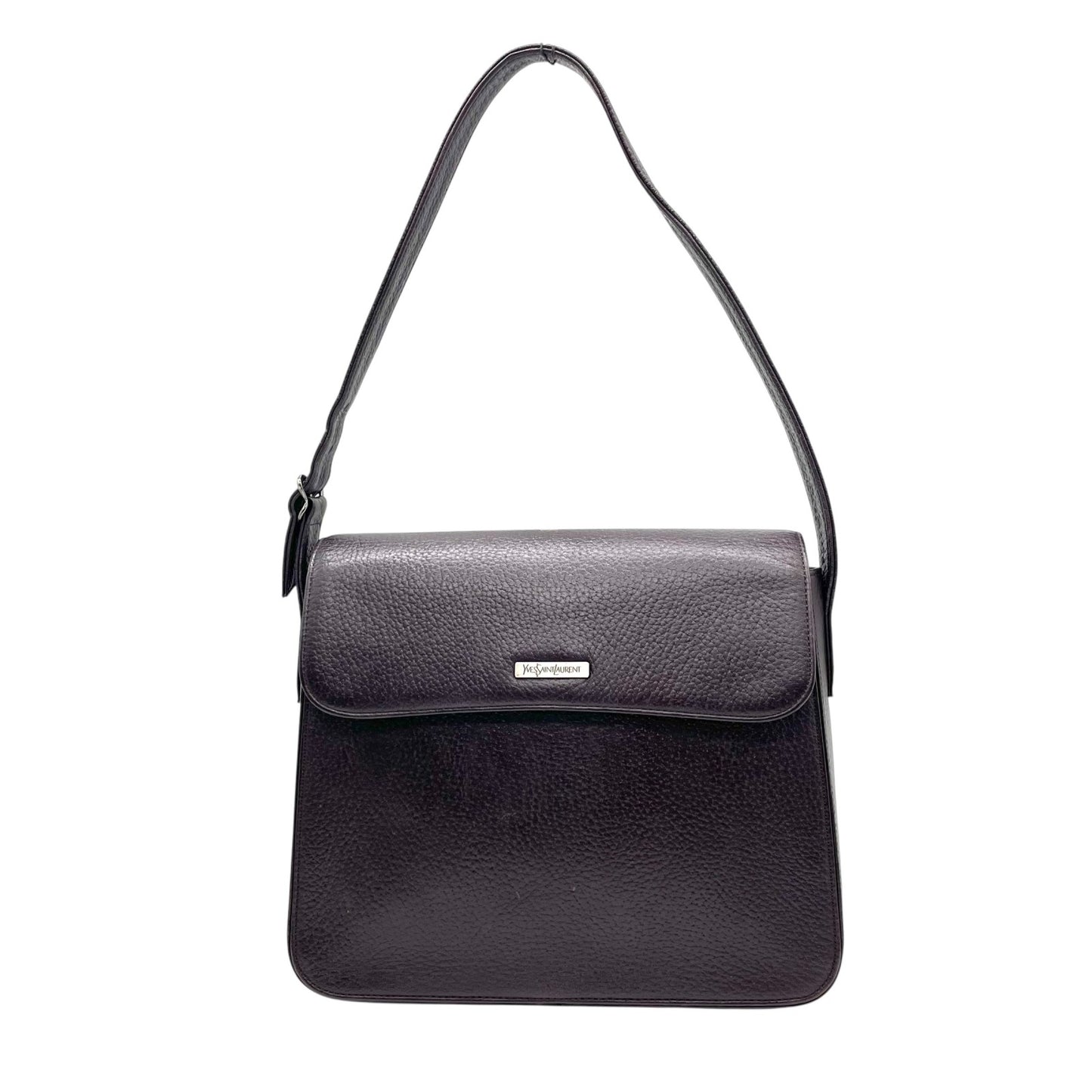 美品 Yves Saint Laurent イヴ・サンローラン ショルダーバッグ ワンショルダー レザー ブラウン 茶色 ロゴ ハート金具 フラップ ヴィンテージ オールド アーカイブ B