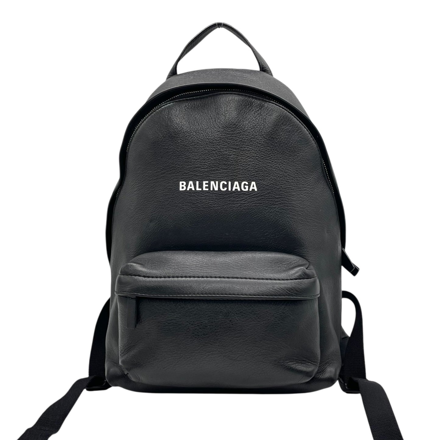 美品 バレンシアガ BALENCIAGA レザー エブリデイ バックパック リュック ブラック 黒 ロゴ入り シンプル 高級感 メンズ レディース ユニセックス C