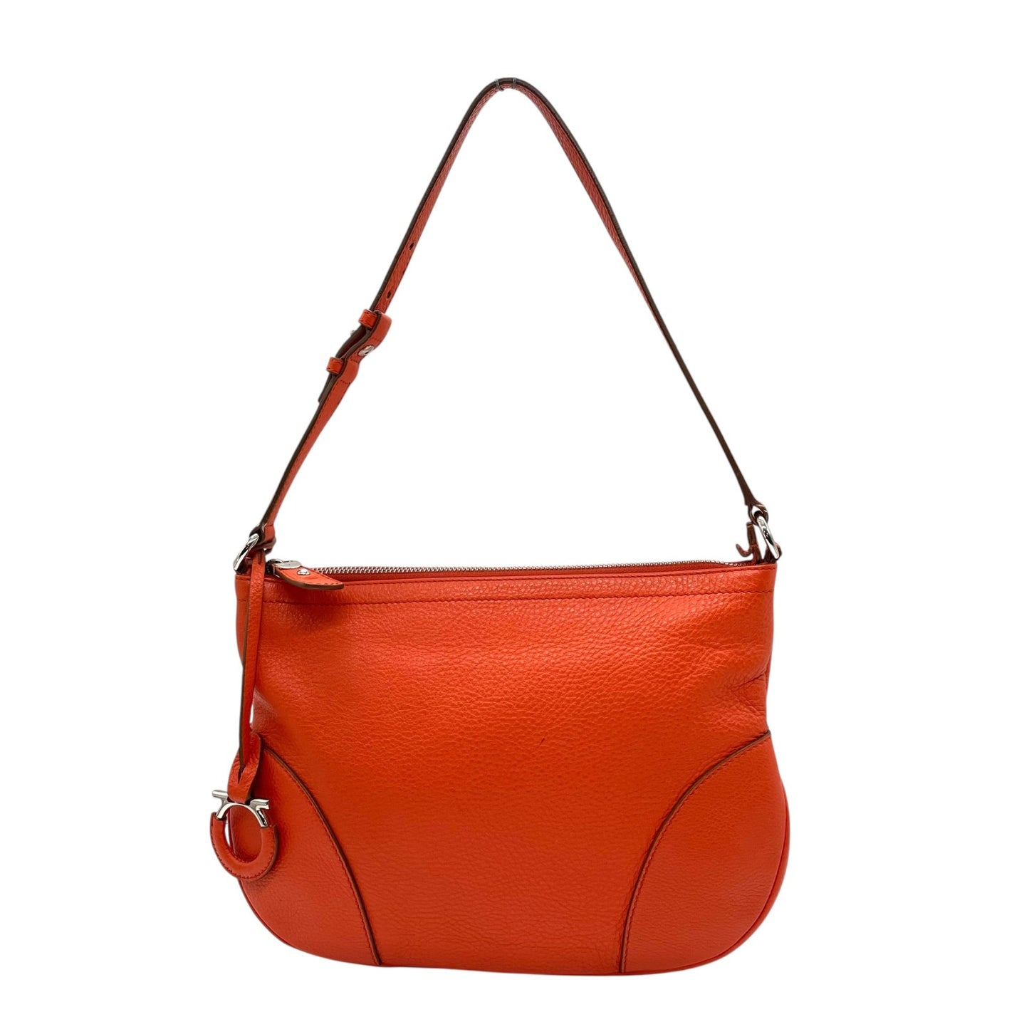 希少色 極美品 Salvatore Ferragamo フェラガモ ガンチーニ ショルダーバッグ ハンドバッグ ワンショルダー オレンジ レザー 本革 シボ革 チャーム Y2K 00s K8