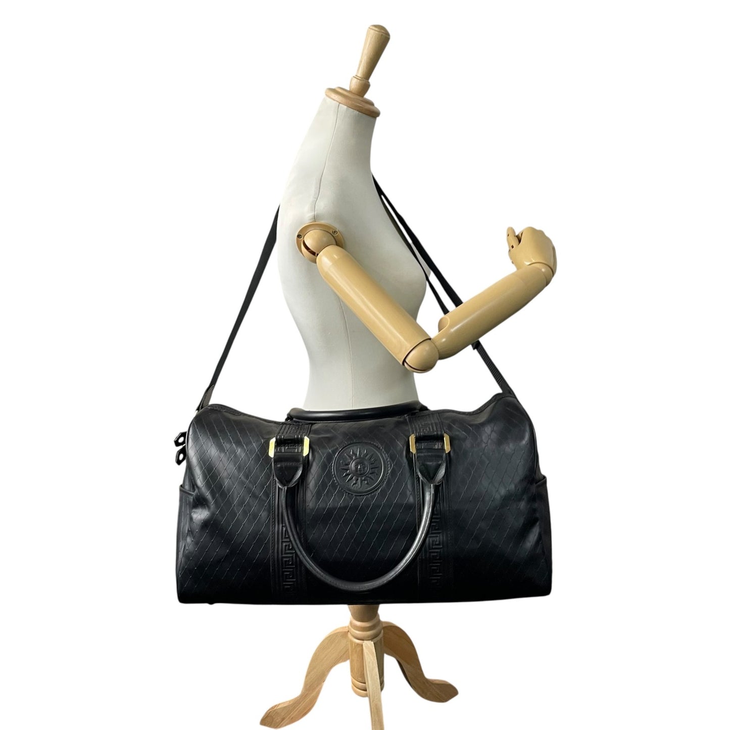 Gianni Versace ジャンニ・ヴェルサーチ ボストンバッグ レザー ブラック【中古】 レディース