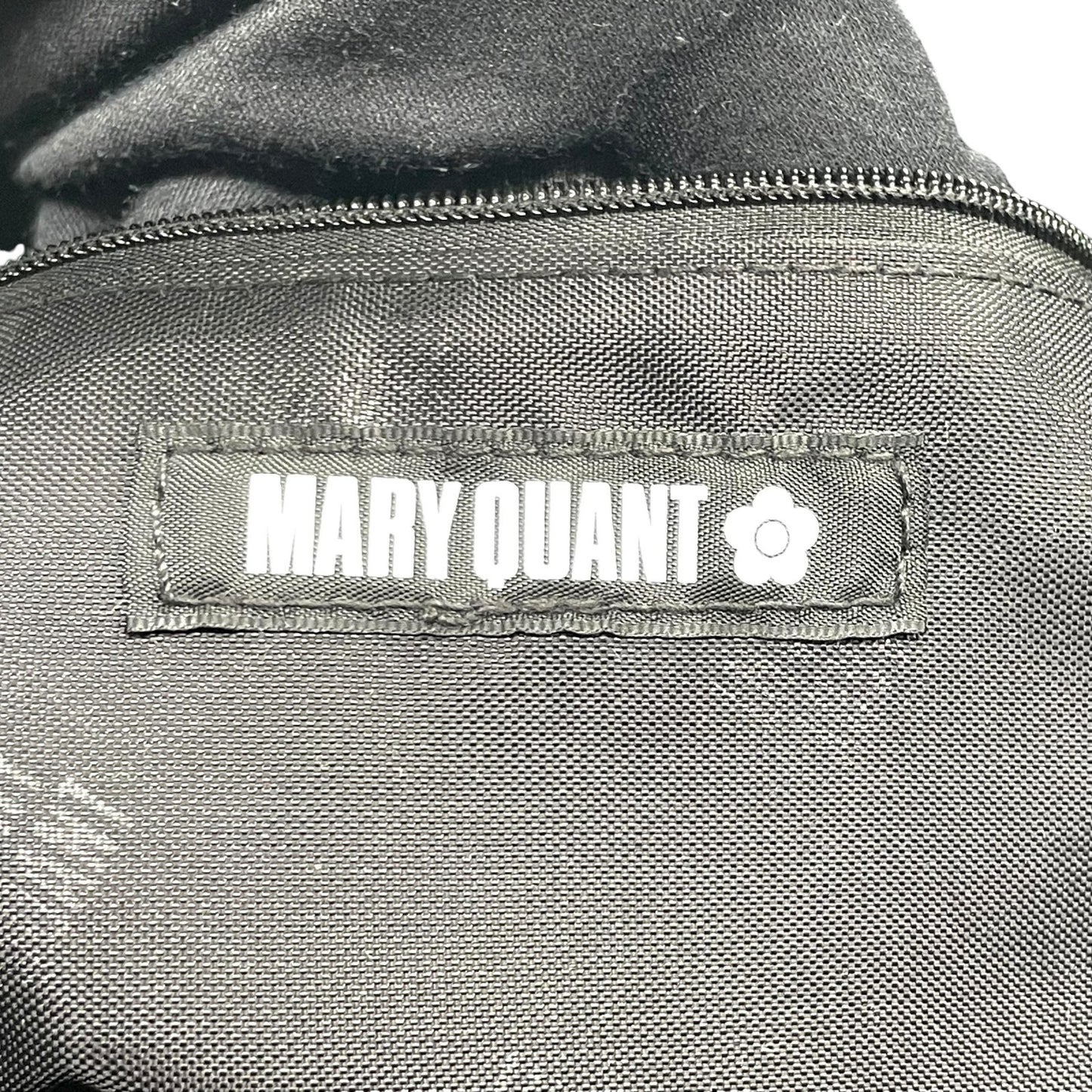 マリークヮント MARY QUANT トートバッグ ストライプ デイジー 花モチーフ ショルダー付き 2WAY 黒 ブラック ホワイト T3
