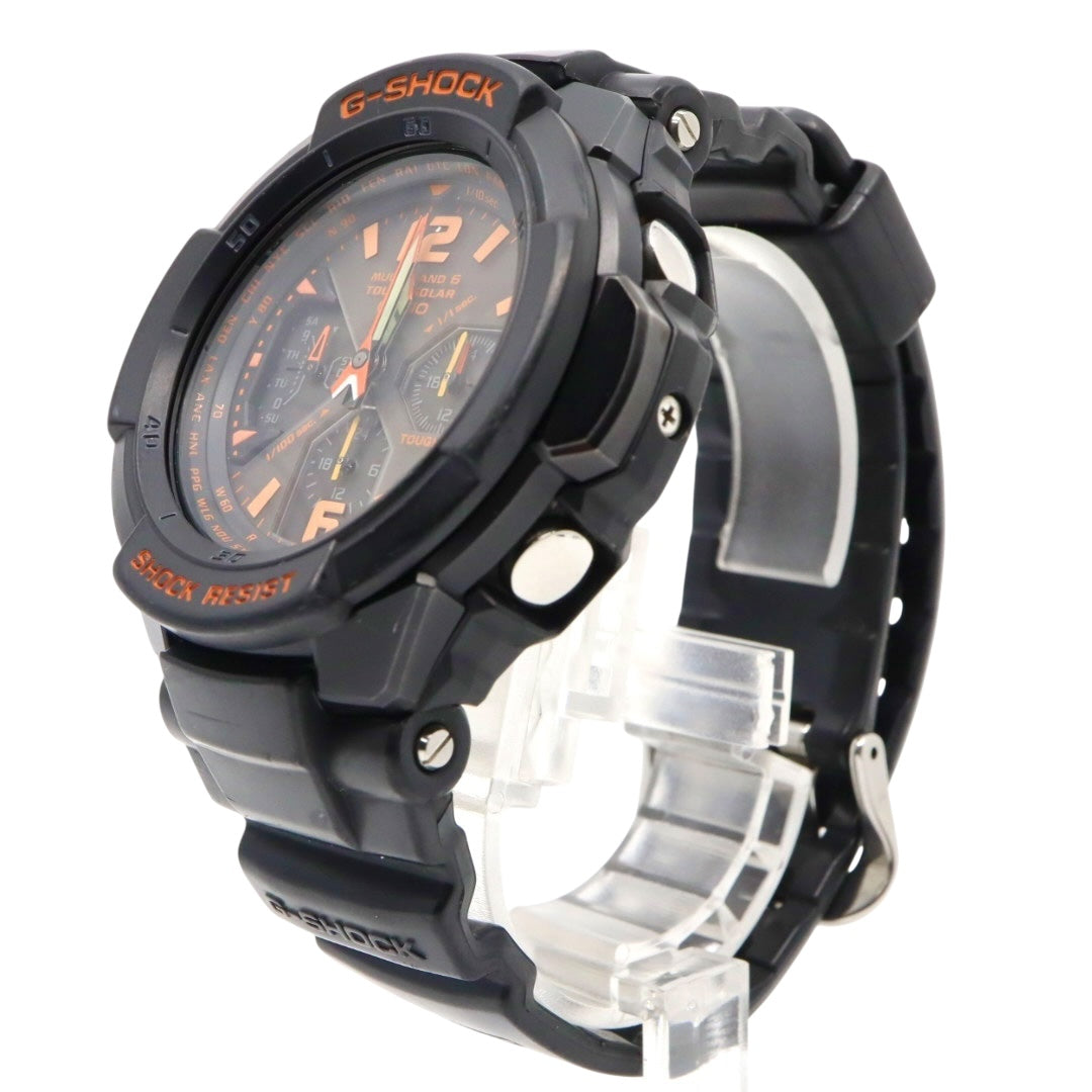 美品 CASIO カシオ G-SHOCK グラビティマスター GW-3000B ブラック オレンジ タフソーラー 電波ソーラー マルチバンド6 クロノグラフ スカイコックピット アナログ メンズ ウォッチ 腕時計 G4