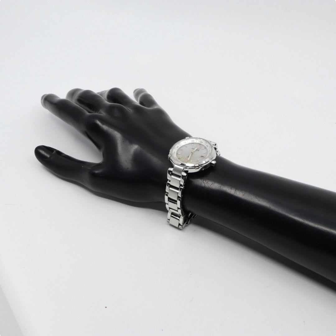 【極美品/稼働品】シチズン クロスシー 腕時計 H240-T020097 エコドライブ 電波ソーラー ワールドタイム レディース デイト シルバー アナログ ビジネス エレガント 高機能 日本製 デュラテクト クリーニング済み G4