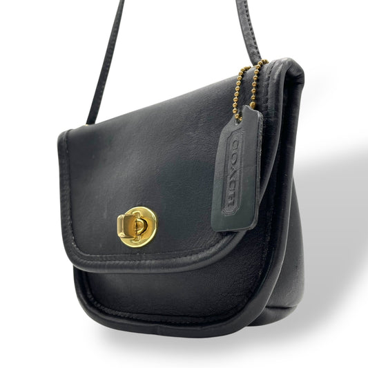 美品 希少 コーチ COACH オールドコーチ ターンロック ショルダーバッグ 9934 黒 ブラック レザー USA製 ヴィンテージ Z2