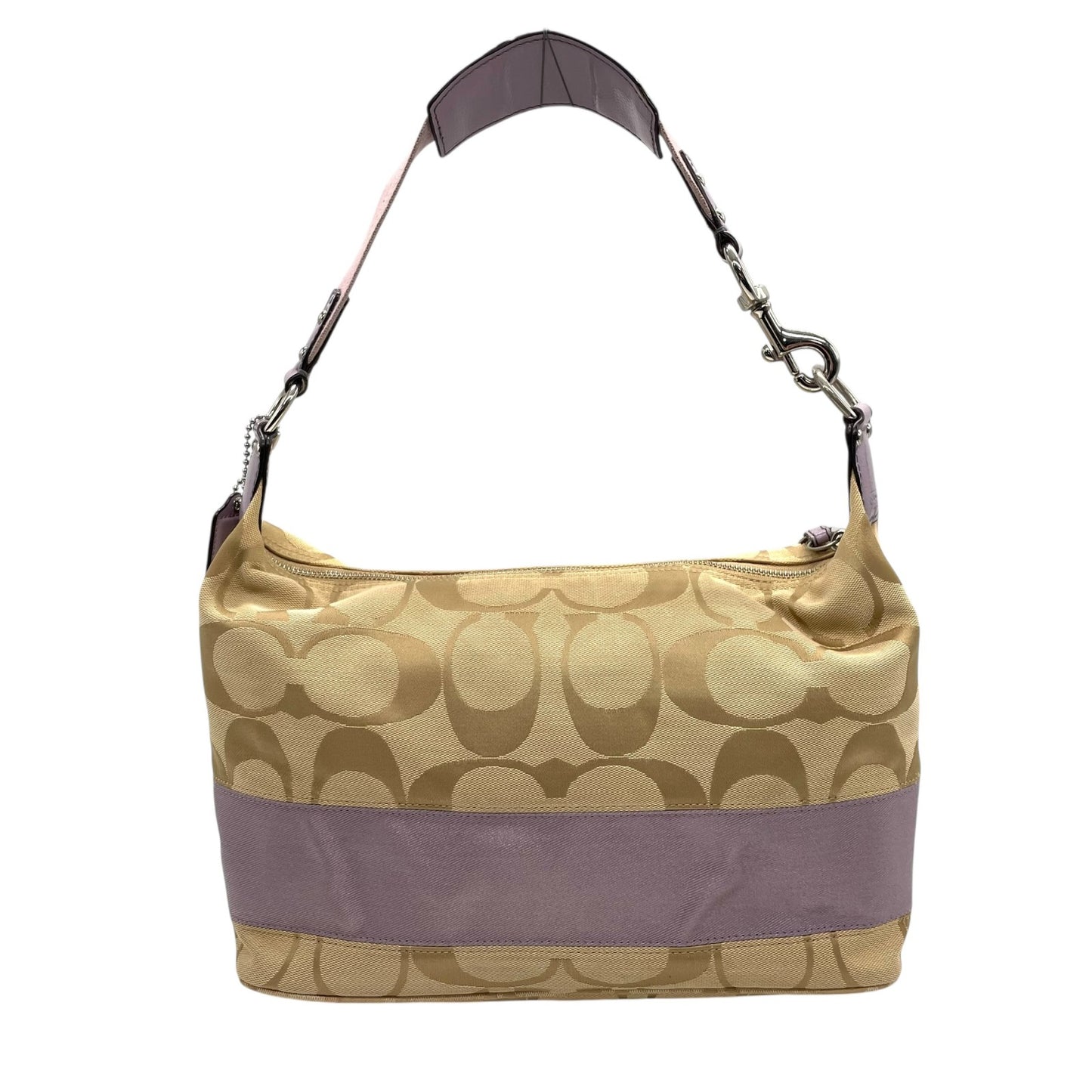 コーチ COACH シグネチャー ワンショルダー ショルダーバッグ F17434 ベージュ ライトパープル キャンバス レザー S18