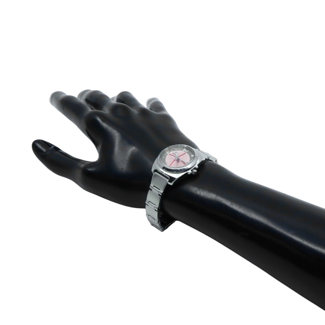 【美品/電池交換済】ポールスミス 腕時計 1016-S060753 レディース クオーツ ピンク スターダイヤル アナログ 10気圧防水 シルバー ブレスレットウォッチ フェミニン エレガント カジュアル クリーニング済み G2