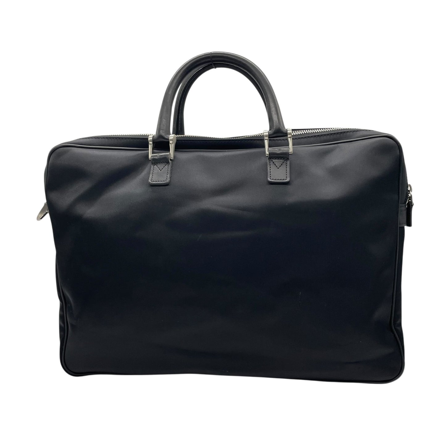 バーバリー BURBERRY ビジネスバッグ ブリーフケース ナイロン×レザー 黒 ブラック シルバー金具 2WAY メンズ E