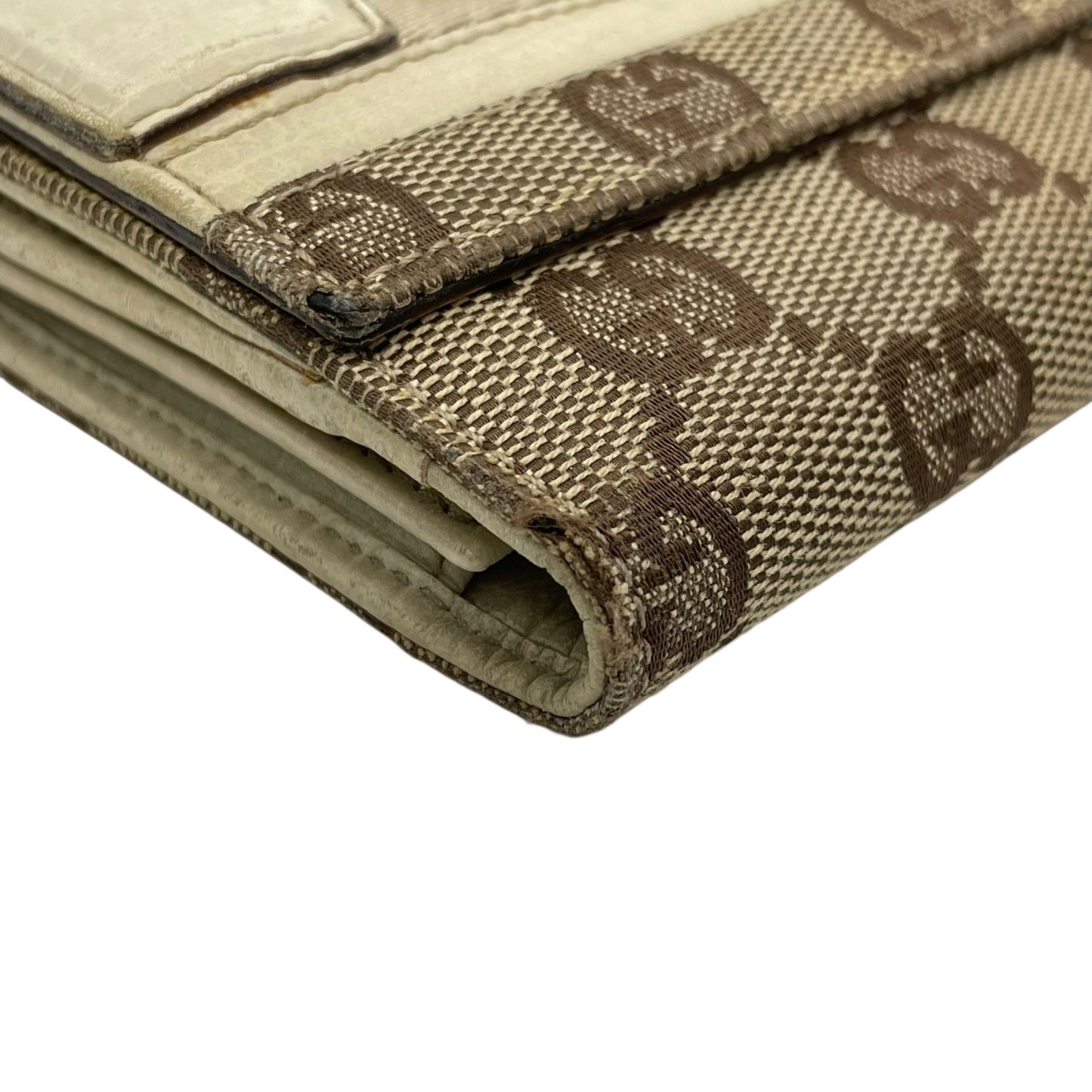 グッチ GUCCI 長財布 GGキャンバス レザー ホースビット ブラウン アイボリー オレンジ GG柄 ゴールド金具 メンズ レディース M1