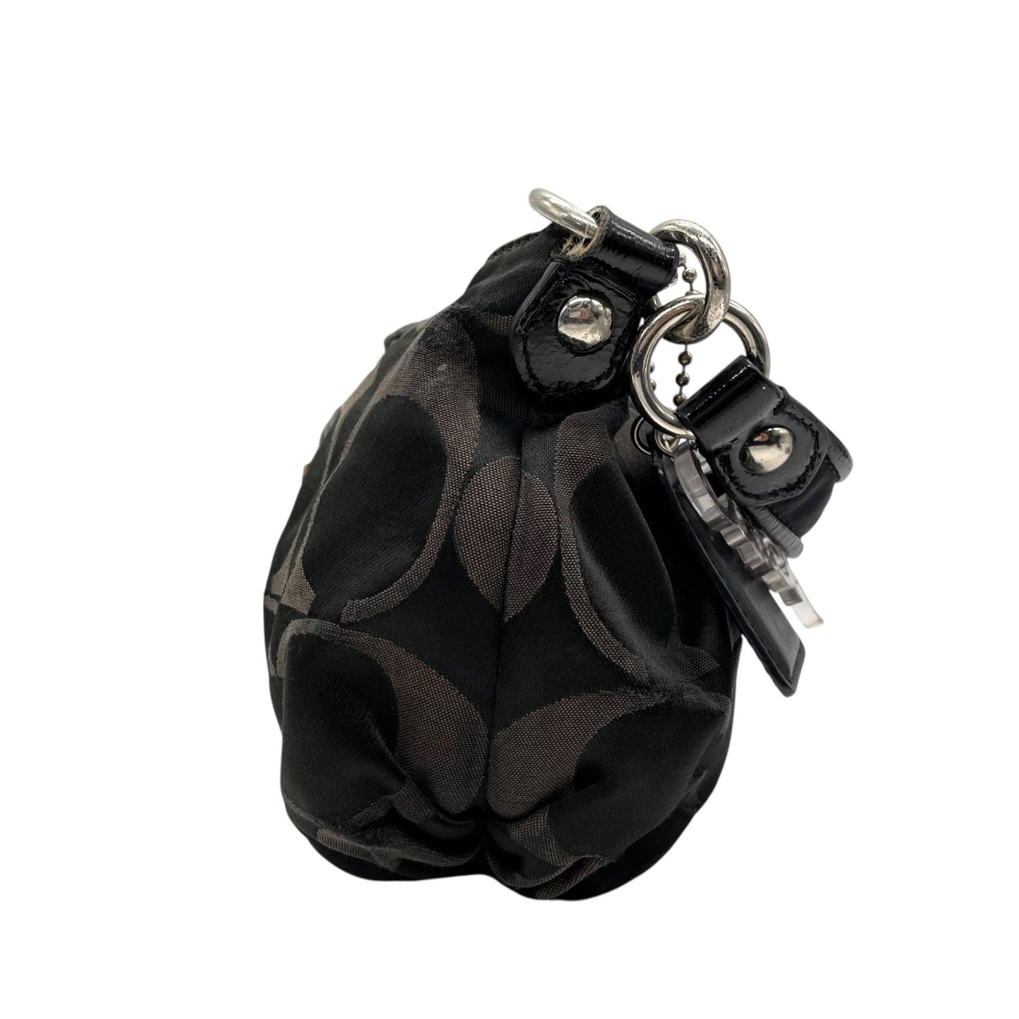 コーチ COACH 2WAY ハンドバッグ ショルダーバッグ ポピー シグネチャー 黒 ブラック キャンバス シルバー金具 手提げ 肩掛け可 斜め掛け可 ロゴ レディース U5