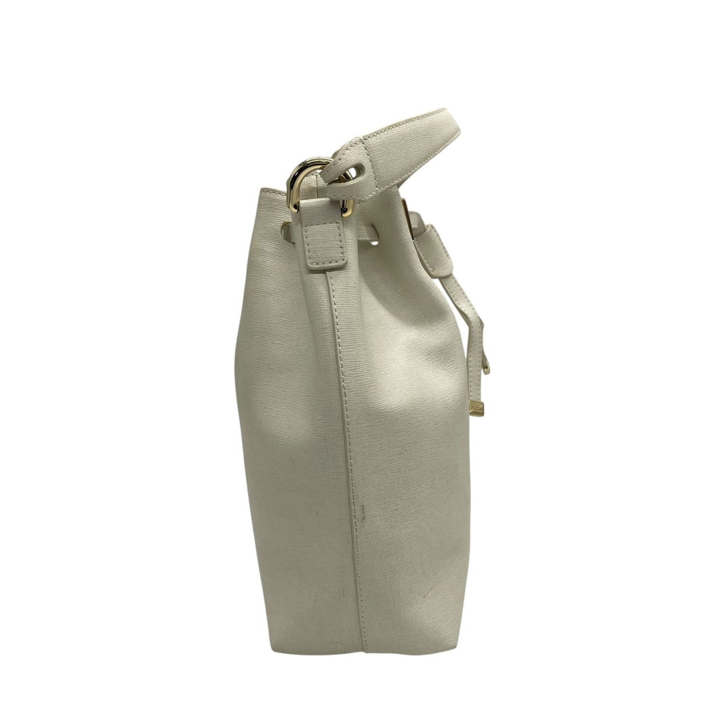 フルラ FURLA 2WAY ハンドバッグ ショルダーバッグ ホワイト 白 レザー 巾着型 ゴールド金具 手提げ 斜め掛け可 レディース T1