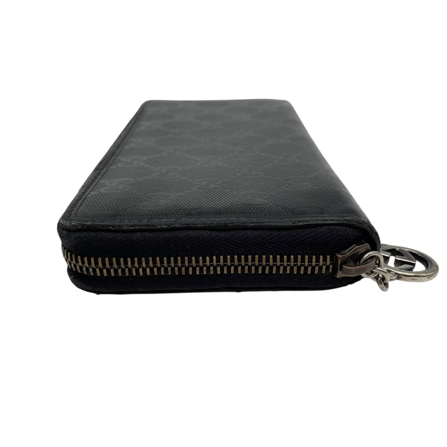 GUCCI グッチ GGインプリメ ラウンドファスナー 長財布 307982 黒 ブラック PVC レザー シルバー金具 メンズ レディース M4