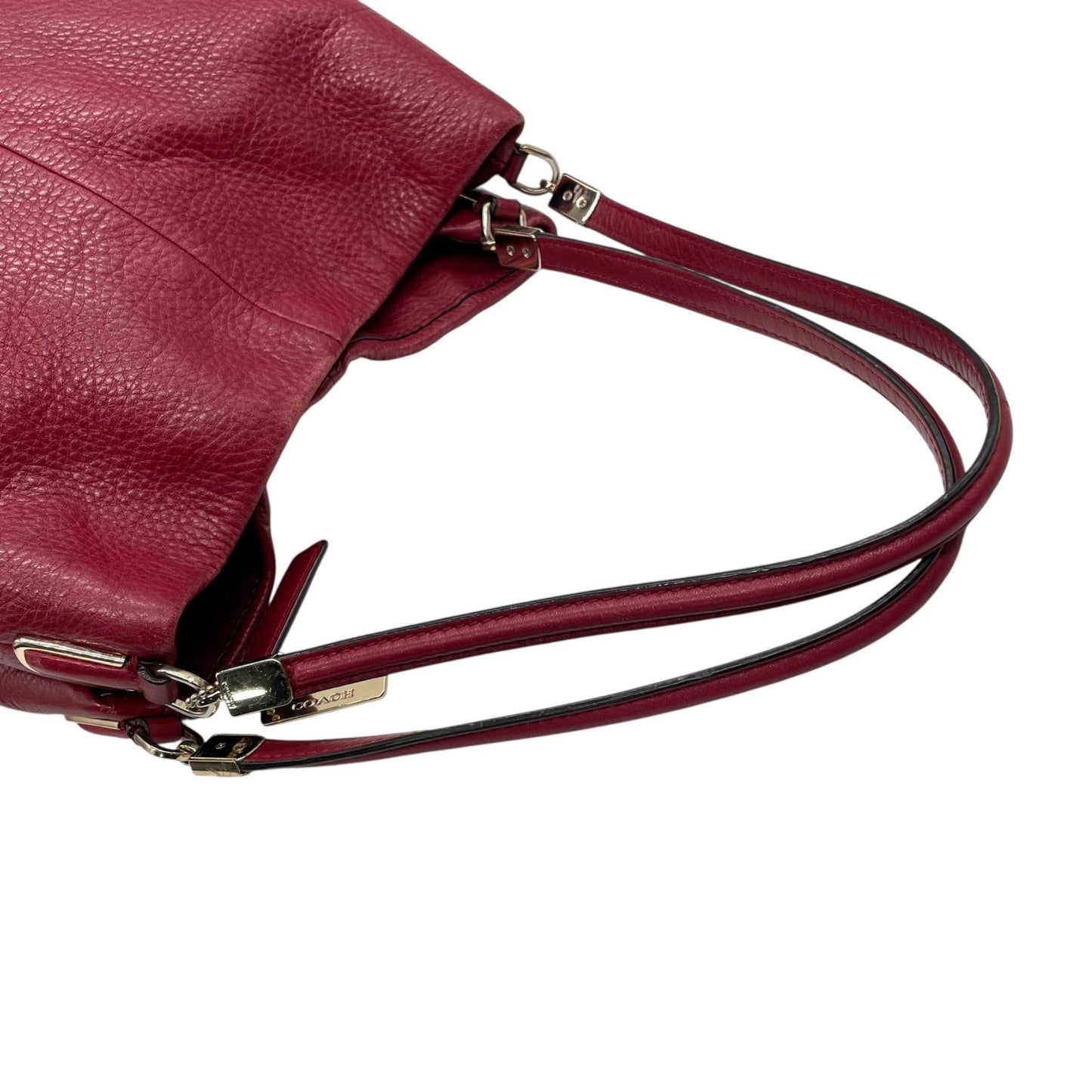 COACH コーチ ハンドバッグ トートバッグ 赤 レッド レザー ゴールド金具 ロゴ チャーム付き 肩掛け可 レディース T4