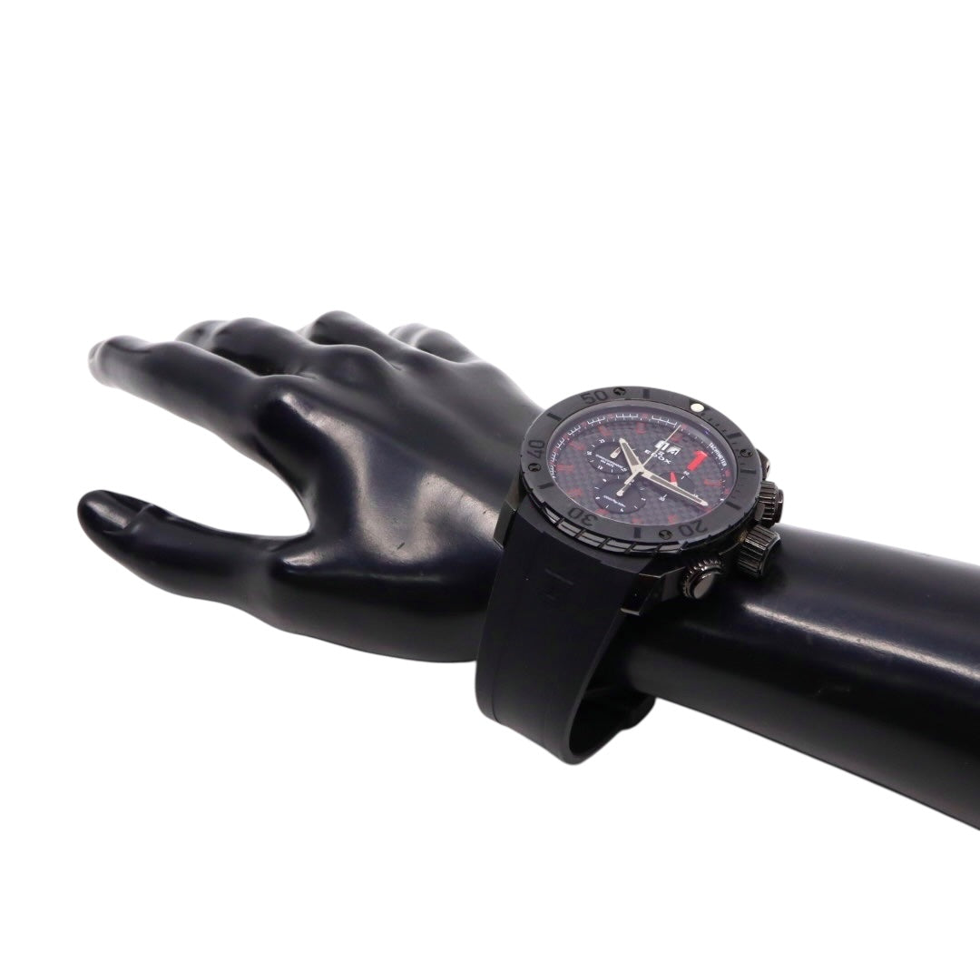 【新品同様/稼働品】エドックス EDOX クロノオフショア1 10020 メンズ腕時計 クオーツ クロノグラフ ビッグデイト カーボンダイヤル ブラック 300m防水 ダイバーズウォッチ パワーボート スイス製 スポーティ エレガント G7