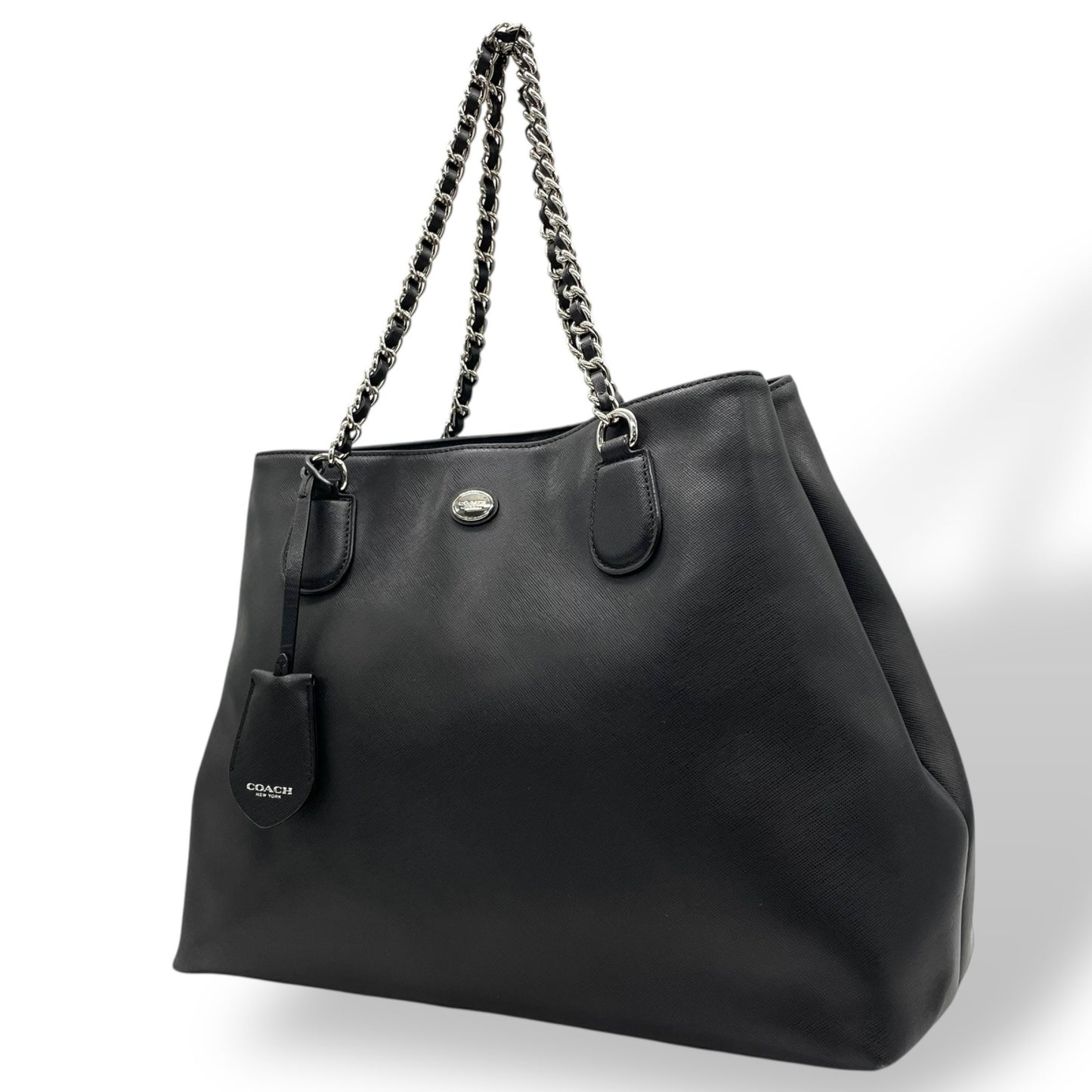 コーチ COACH トートバッグ チェーンハンドル ショルダー 肩掛け ロングハンドル F31752 黒 ブラック レザー クロシェット シルバー金具 A4対応 通勤 通学 U12