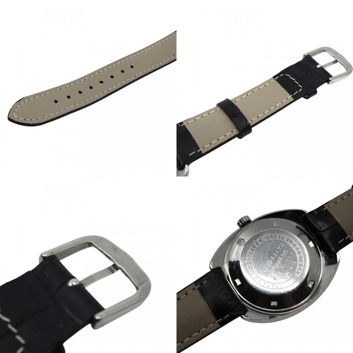 シチズン CITIZEN レオパード スーパー ビート8 自動巻き 腕時計 Ref.4-720431 1970年代 ステンレススチール ブルー×ゴールド レザー 23石 メンズ G4