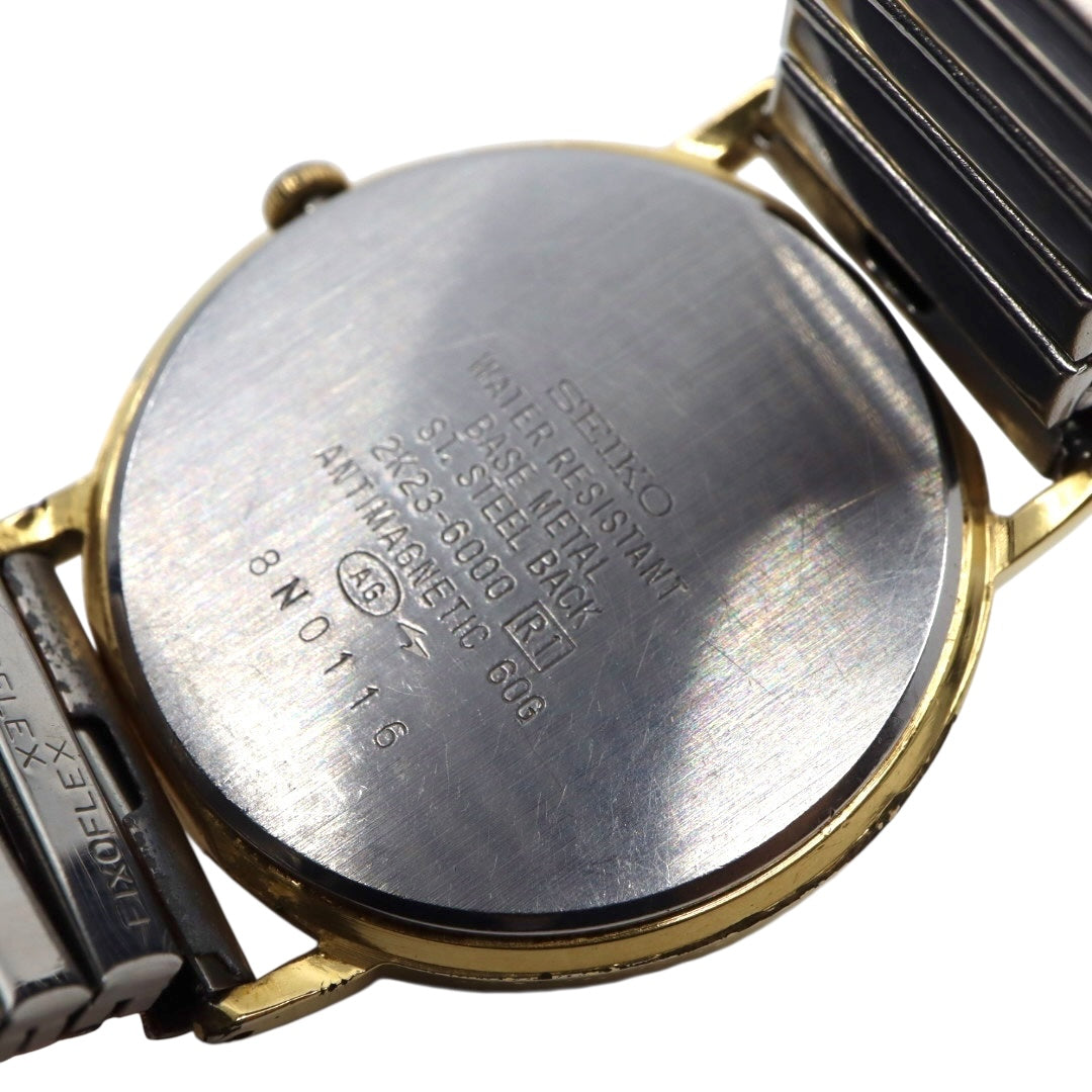 【電池交換済／稼働品】SEIKO セイコー アベニュー 腕時計 クオーツ スモールセコンド ローマンインデックス ゴールド シルバー メンズ レディース ユニセックス ドレスウォッチ ビンテージ アンティーク クラシック レトロ 2K23-6000 G4