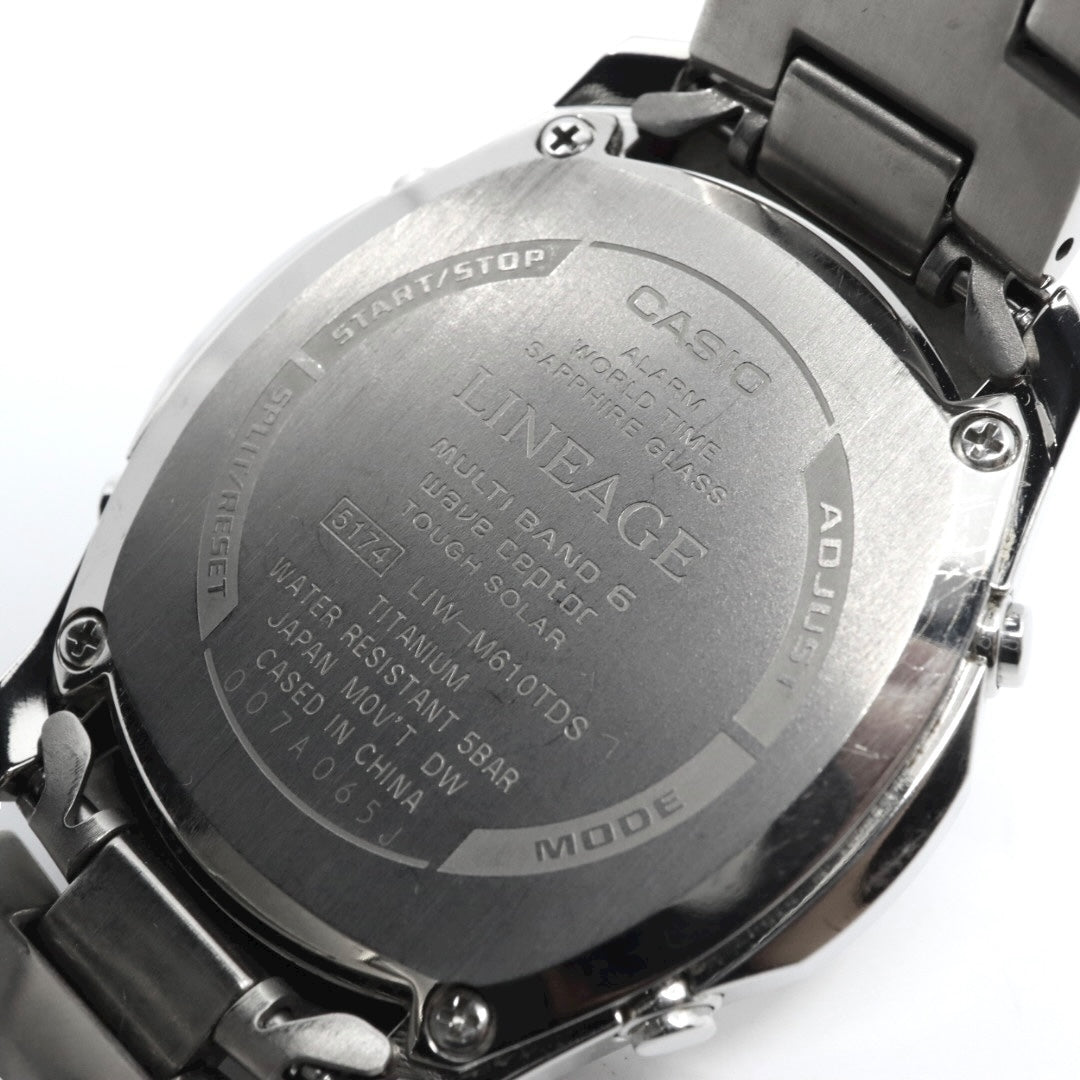 【美品/稼働品】カシオ リニエージ 腕時計 LIW-M610TDS 電波ソーラー チタン サファイアガラス メンズ ブラック ゴールド アナログ ワールドタイム MULTI BAND 6 ウェーブセプター ビジネス 軽量 G10
