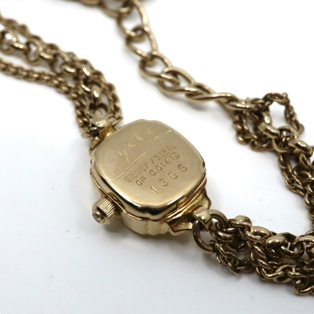 【美品/稼働品】アガット agete 腕時計 1306 ダイヤモンド レディース クオーツ PGP ピンクゴールド ブレスレット ジュエリーウォッチ アンティーク クラシック エレガント フェミニン アクセサリー G10