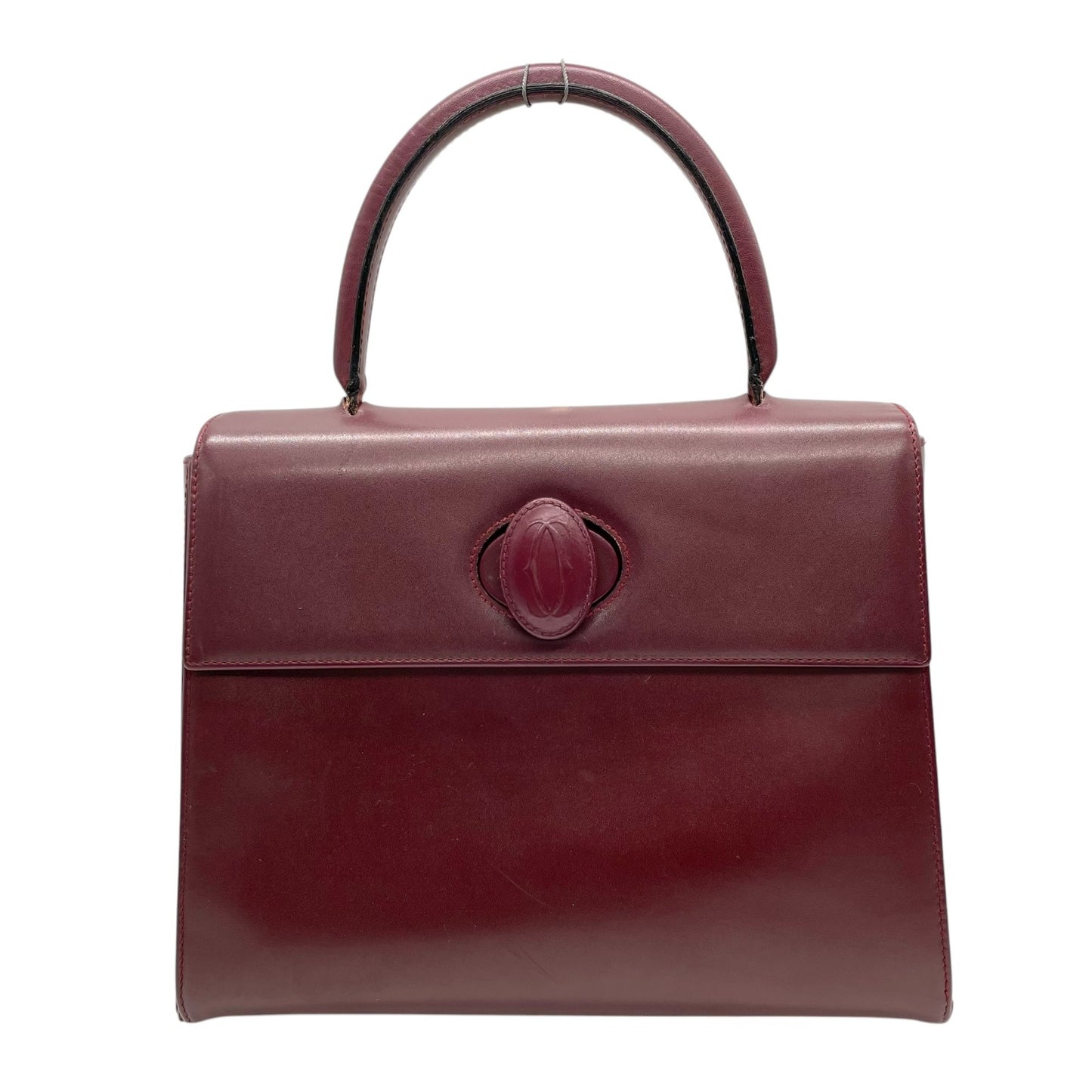 カルティエ マストライン ハンドバッグ ワンショルダー 自立可 ターンロック 2Cロゴ Cロゴ レザー 本革 ボルドー ワインレッド レディース ヴィンテージ クラシック エレガント フォーマル パーティバッグ 高級感 G