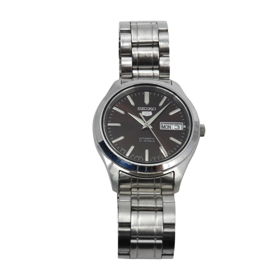 SEIKO セイコー 5 自動巻き メンズ腕時計 ブラウン文字盤 デイデイト ステンレス 裏スケルトン 7S26 Made in Japan G11