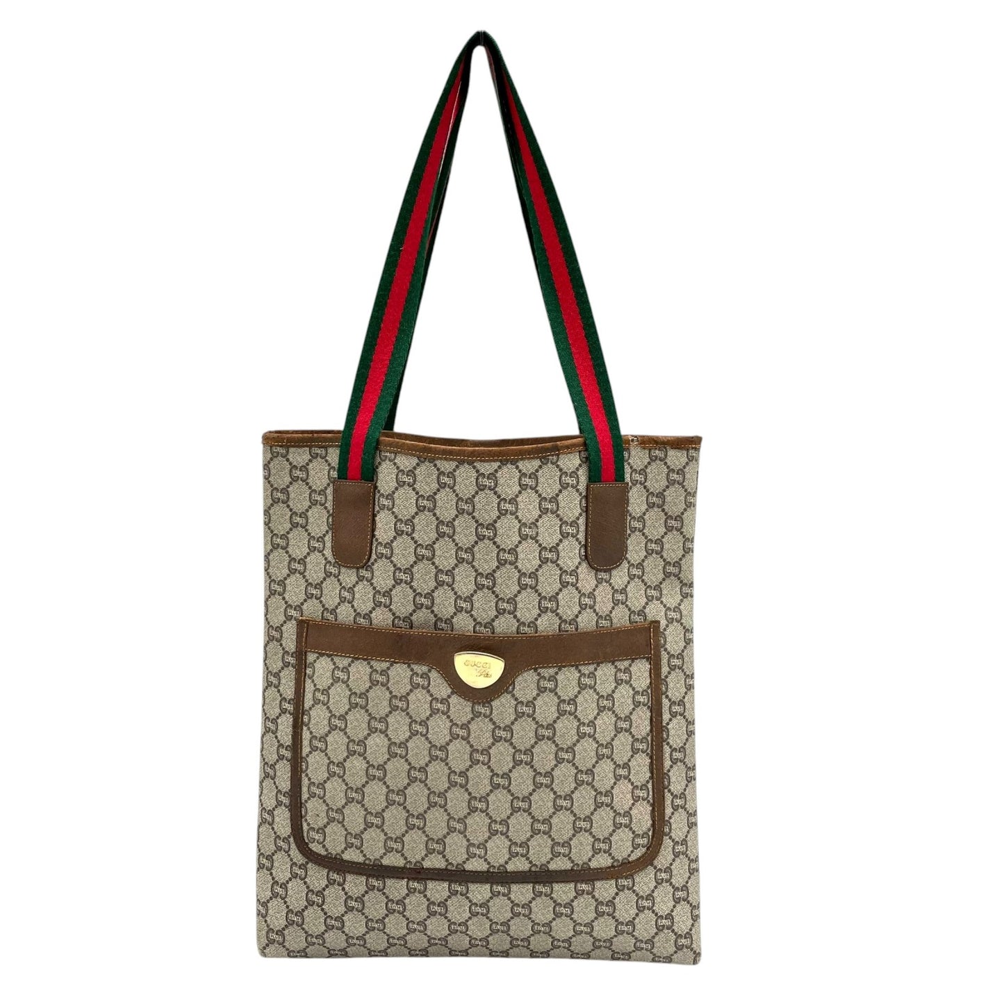 GUCCI グッチ シェリーライン GGプラス トートバッグ ビンテージ オールドグッチ PVC レザー 伝統ウェブデザイン 縦型トート d7