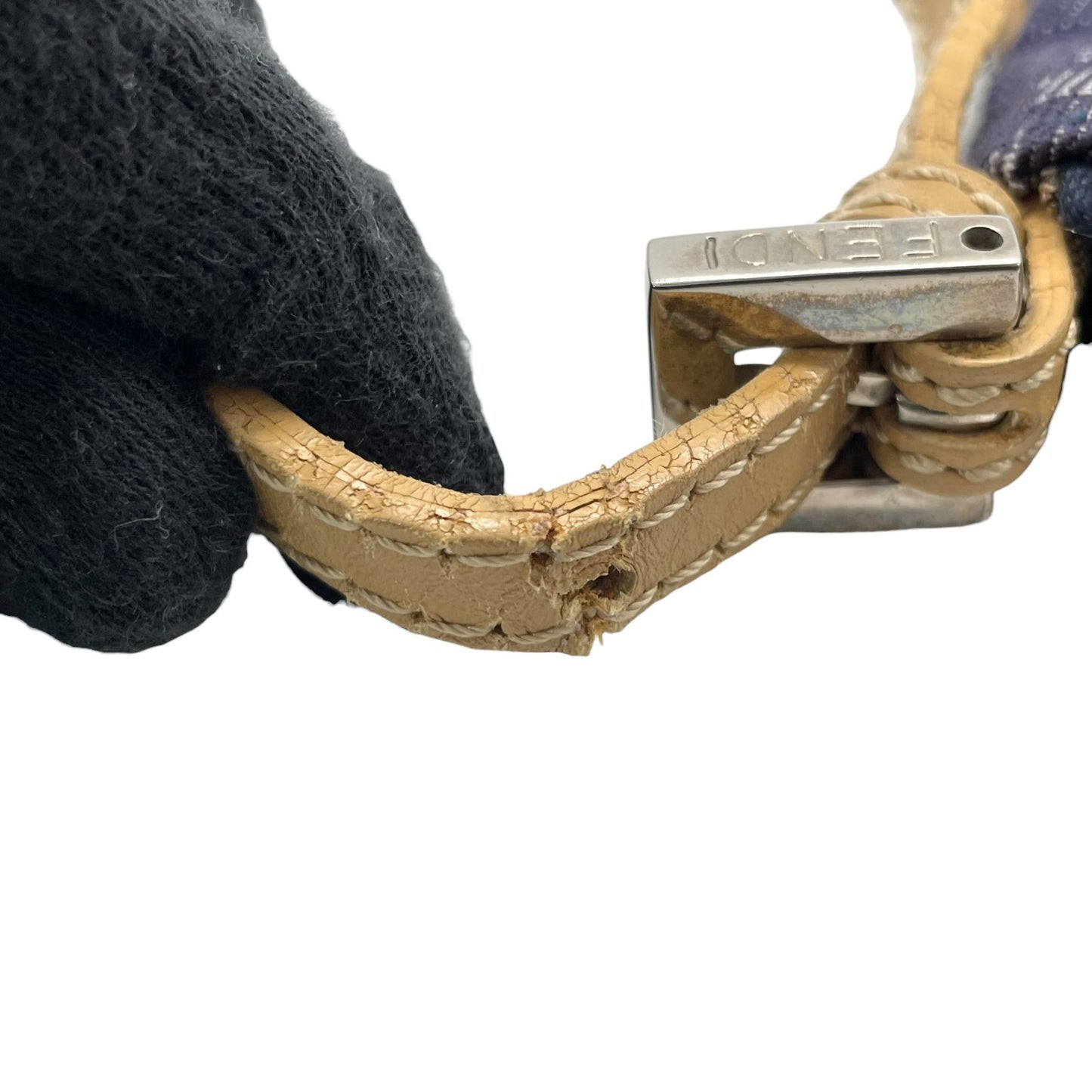 フェンディ Fendi ズッキーノ ショルダーバッグ ネイビー キャンバス レザー 斜め掛け ワンショルダー 00s c2