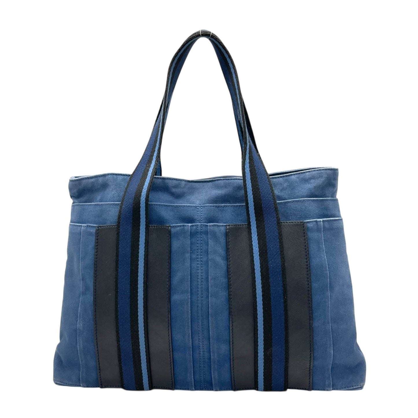 エルメス HERMES トロカホリゾンタル MM トートバッグ ハンドバッグ キャンバス レザー 本革 ネイビー ブルー 青 ブラック 黒 ストライプ メンズ レディース ユニセックス A4収納可 通勤 通学 ビジネス 軽量 鞄 カバン k3