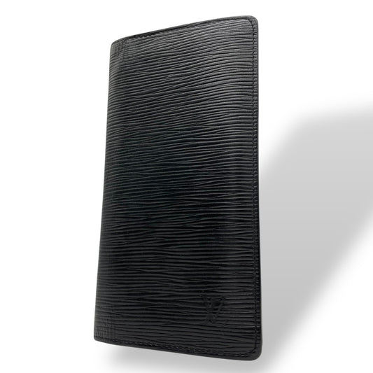 Authentic LOUIS VUITTON Portefeuille Brazza M60622 Epi Leather Black Unisex M5