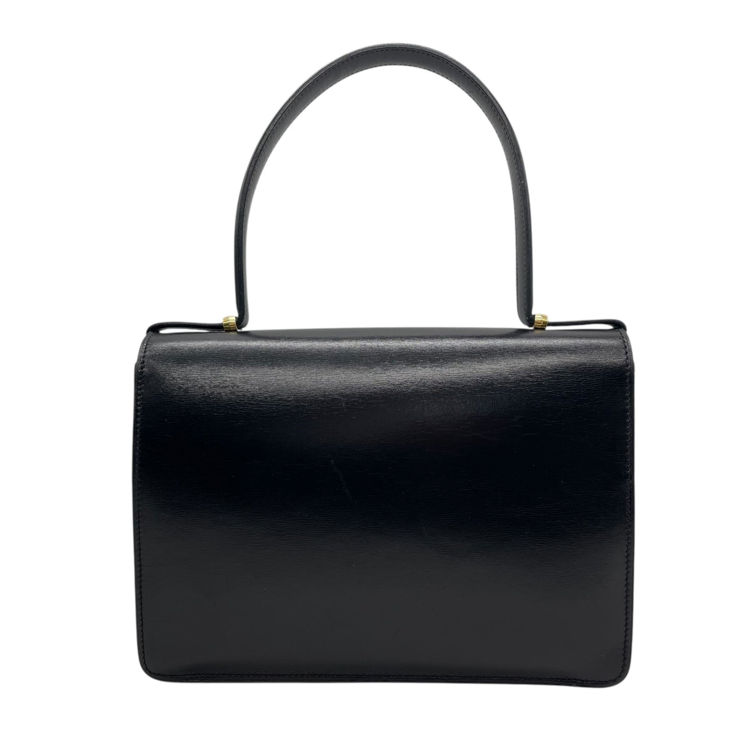 Authentic DIOR Handbag Black Leather Gold Hardware CD Logo Formal Women's Top Handle Flap Closure Vintage