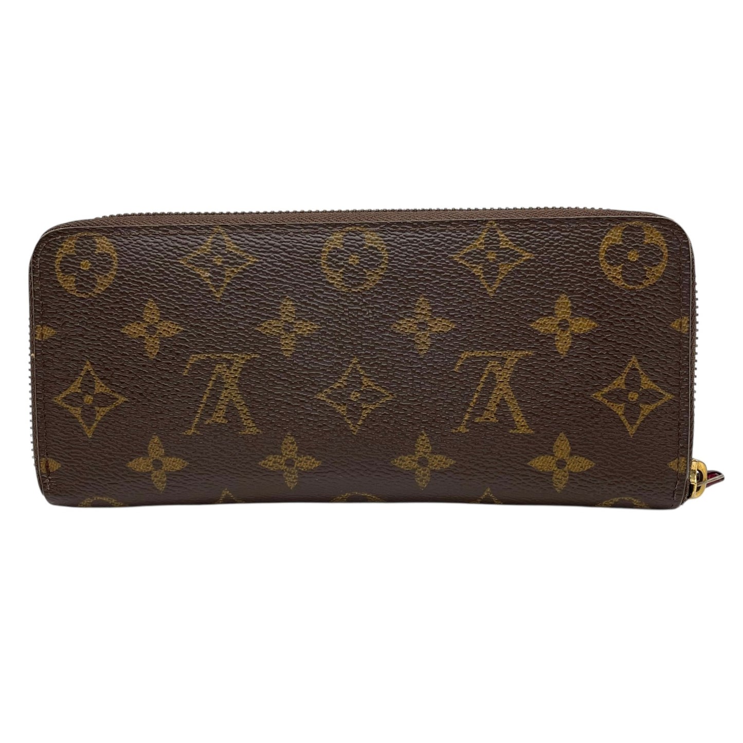 極美品 LOUIS VUITTON ルイヴィトン 長財布 モノグラム ポルトフォイユ・クレマンス M60742 ラウンドファスナー フューシャピンク ブラウン 茶 PVC レザー レディース W2