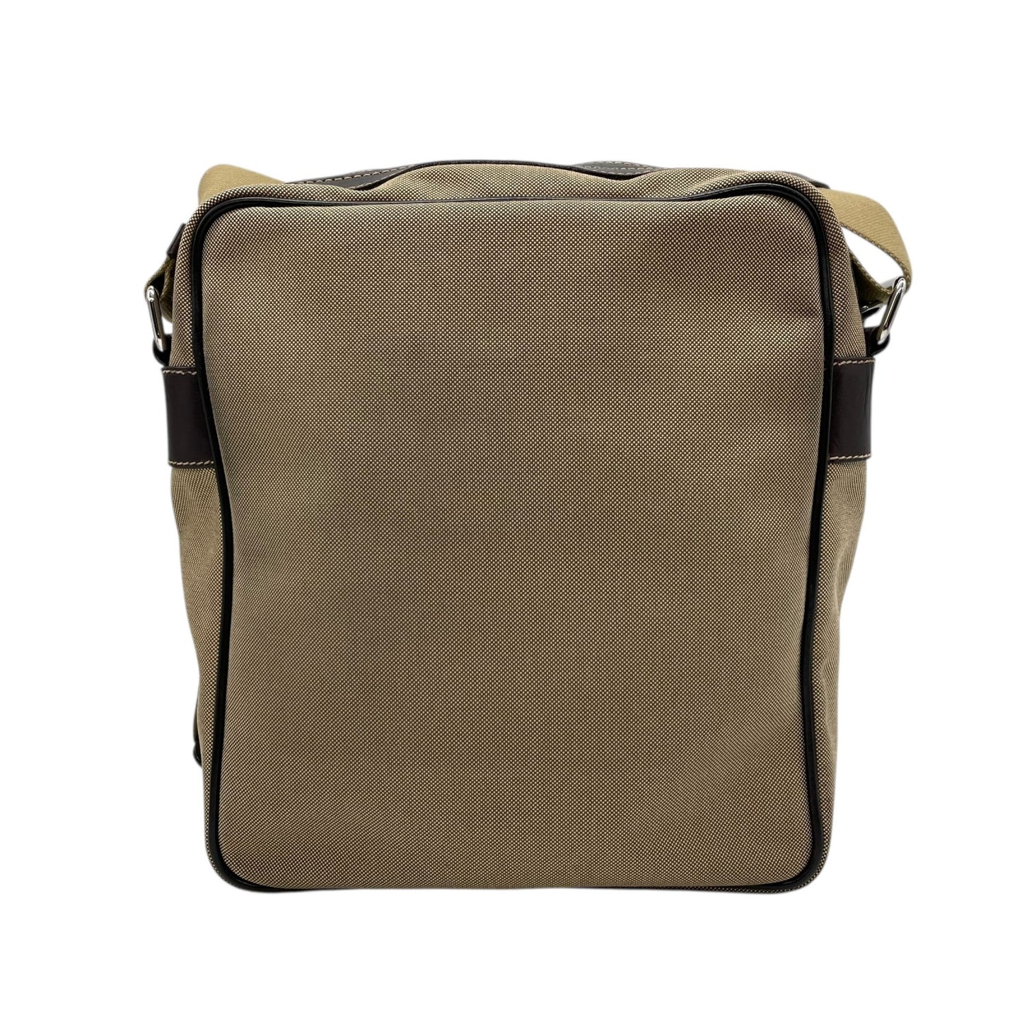 美品 PRADA プラダ ショルダーバッグ ジャガード VA0644 キャンバス レザー ベージュ ブラウン シルバー金具 斜め掛け可 クロスボディ ロゴ メンズ レディース Q