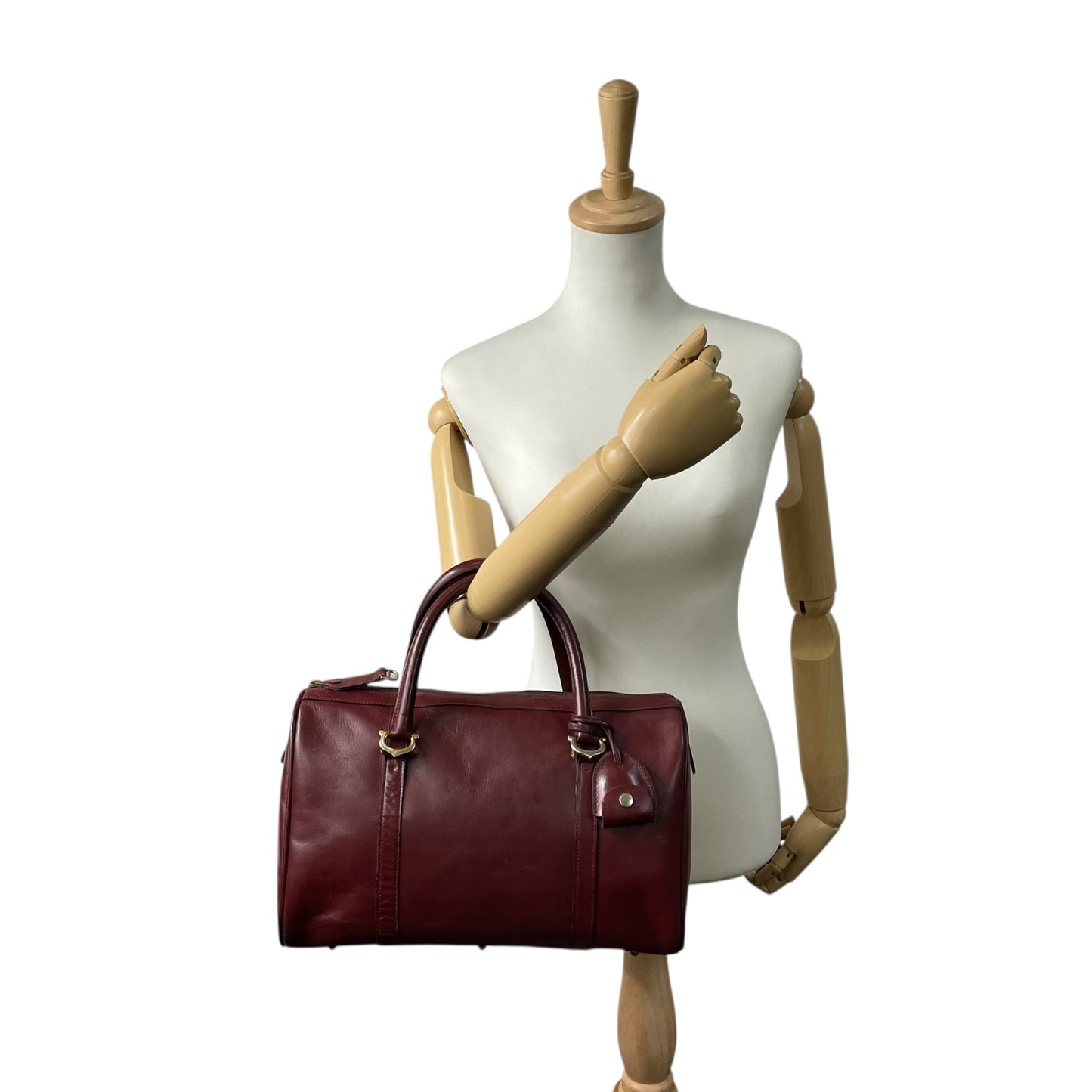 Cartier カルティエ マストライン ボストンバッグ レザー 赤 ボルドー ワインレッド ゴールド金具 パドロック クロシェット 2Cモチーフ メンズ レディース ヴィンテージ U1