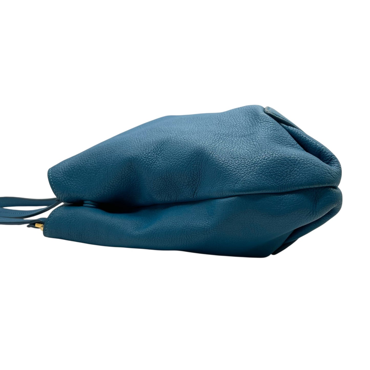 miumiu ミュウミュウ トートバッグ 青 ブルー 本革 レザー シボ革 大容量 肩掛け可能 A4収納 ゴールド金具 ポーチ付き レディース C4