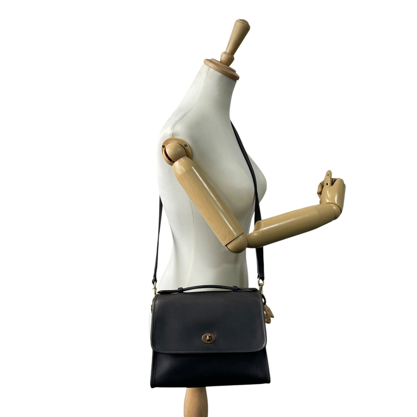 COACH オールドコーチ 2WAY ハンドバッグ ショルダーバッグ 紺 ネイビー オールレザー ターンロック ゴールド金具 クロスボディ 斜め掛け レディース S84