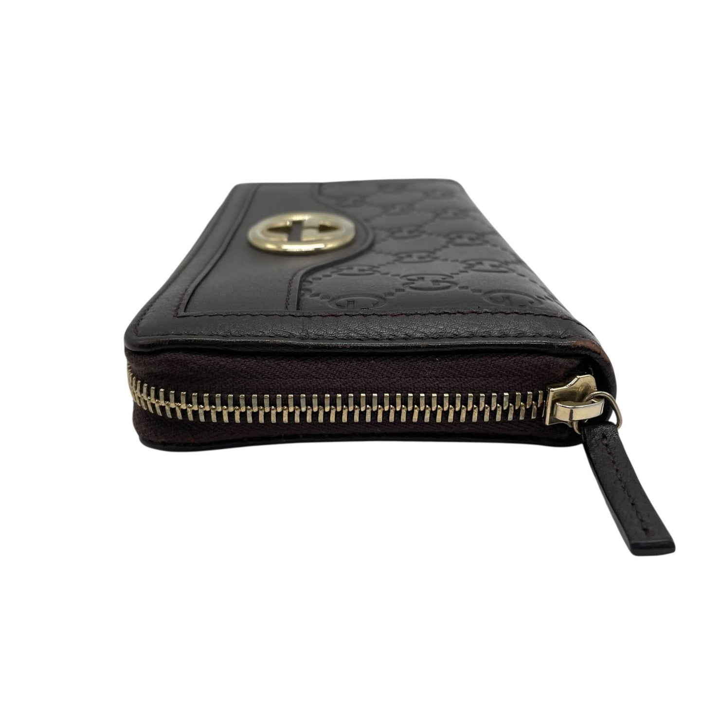 Authentic GUCCI Long Wallet Guccissima Black Brown Bicolor Leather Gold Interlocking G