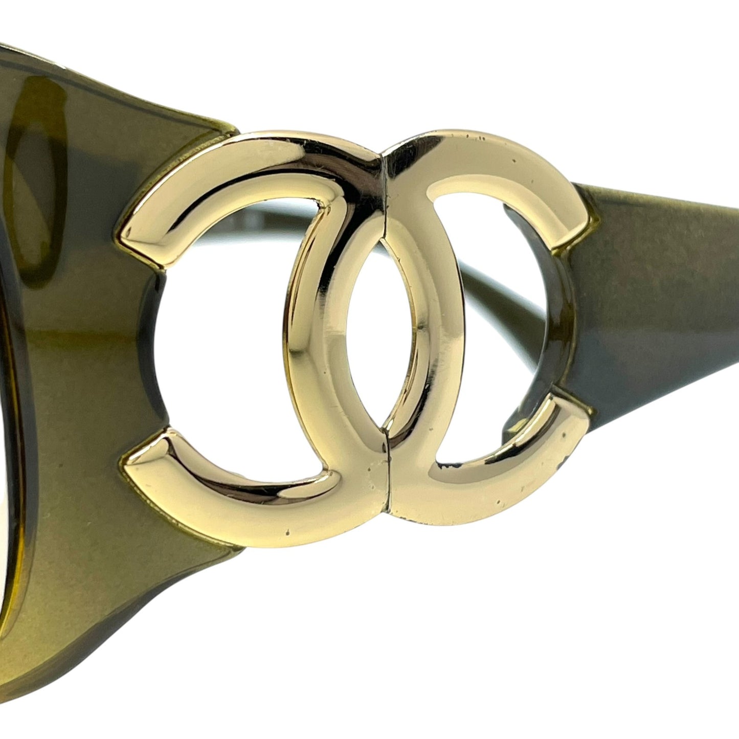 極美品 CHANEL シャネル ココマーク サングラス 64□16 120 カーキ レディース H2