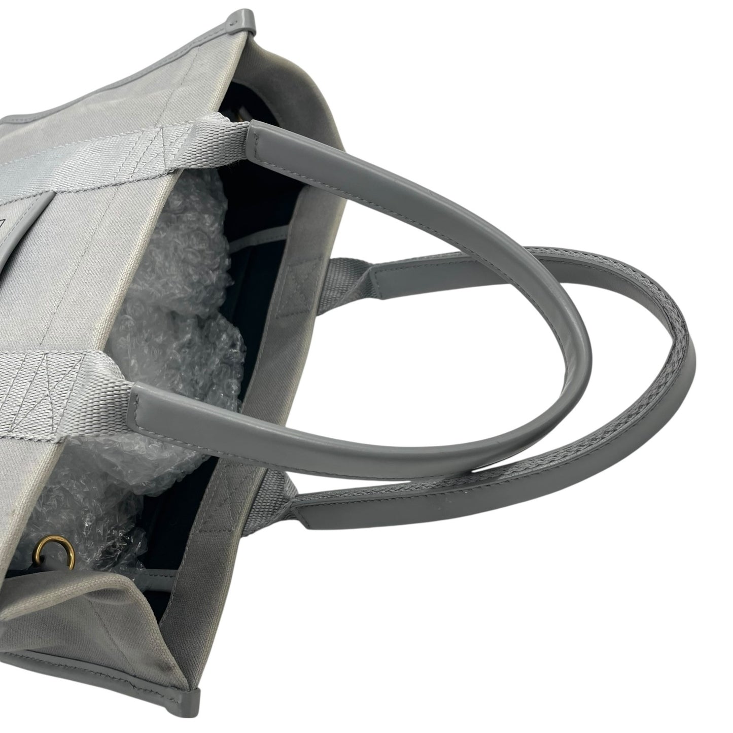 BALENCIAGA バレンシアガ ハードウェア スモール トートバッグ 2way ショルダーバッグ グレー キャンバス レザー ゴールド金具 ロゴ 671402 斜め掛け可 レディース B