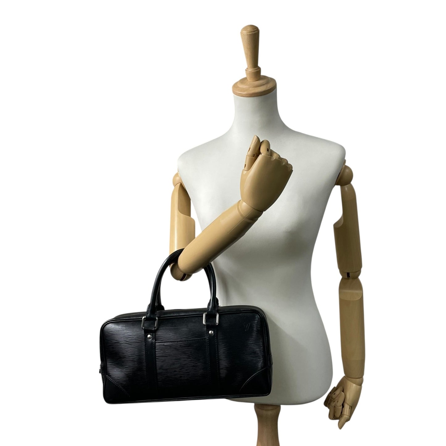 Authentic LOUIS VUITTON Epi Vivienne Lon Handbag M59112 Black Noir Silver Hardware