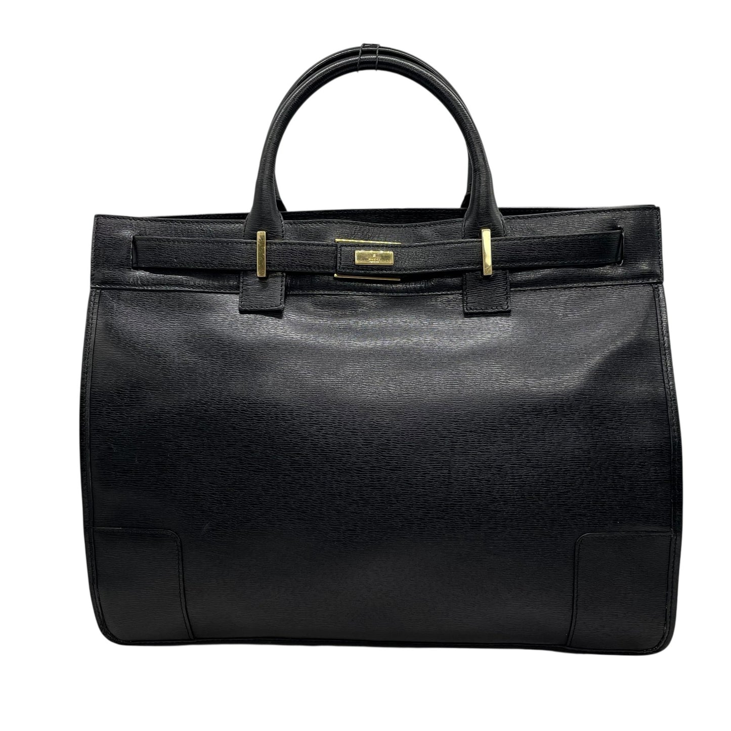 美品 GUCCI グッチ レザー ビジネスバッグ ブラック ゴールド金具 A4収納可 ハンドバッグ メンズ レディース 正規品 D