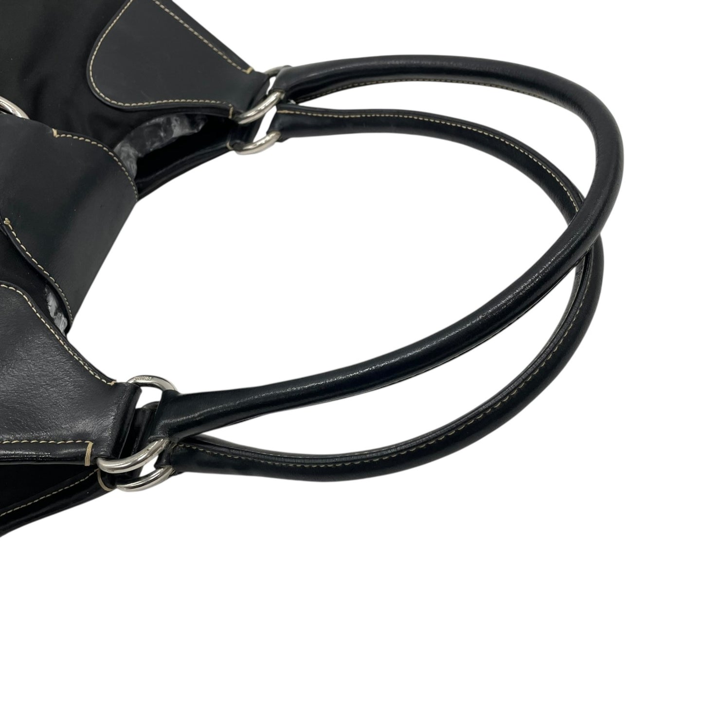 PRADA プラダ ワンショルダーバッグ ショルダーバッグ 黒 ブラック 肩掛け シルバー金具 ベルトデザイン フラップ ナイロン×レザー 三角ロゴ トライアングルロゴ ヴィンテージ テスート D1