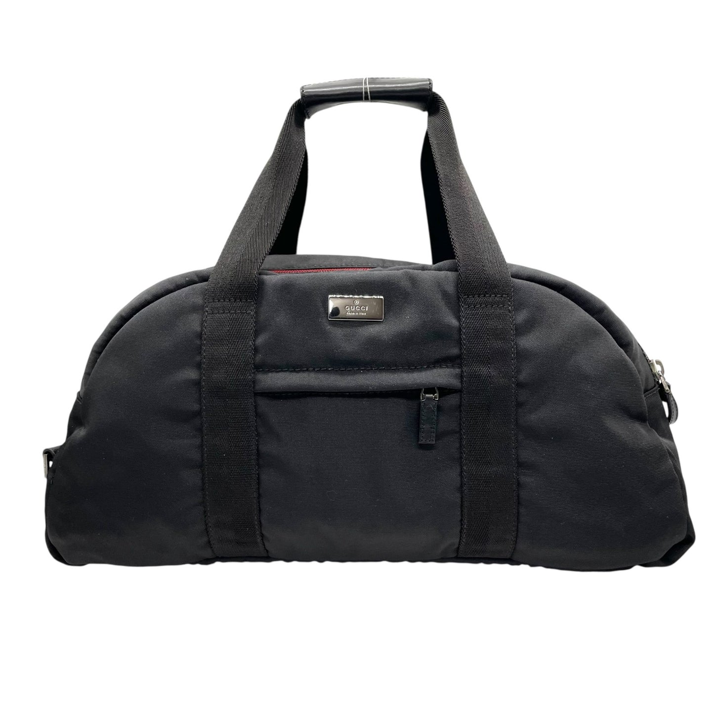 極美品 GUCCI グッチ ボストンバッグ 2WAY ハンドバッグ ブラック 黒 ナイロン 肩掛け 斜め掛け クロスボディ シルバー金具 メンズ レディース ユニセックス トラベルバッグ 大容量 Z4