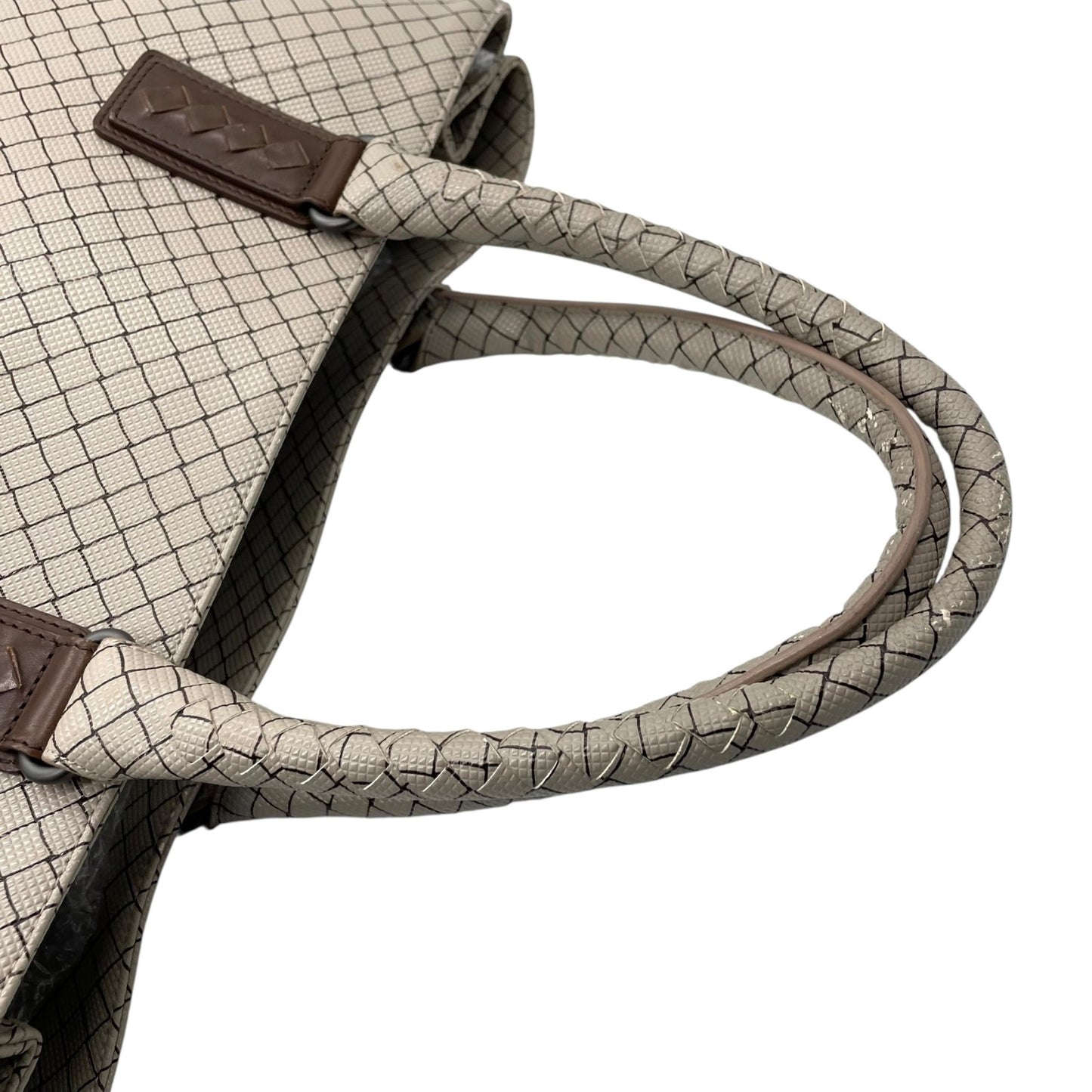 BOTTEGA VENETA ボッテガヴェネタ マルコポーロ イントレッチオジェット トートバッグ ハンドバッグ グレー ブラウン PVC ブラック金具 メンズ レディース 手提げ A