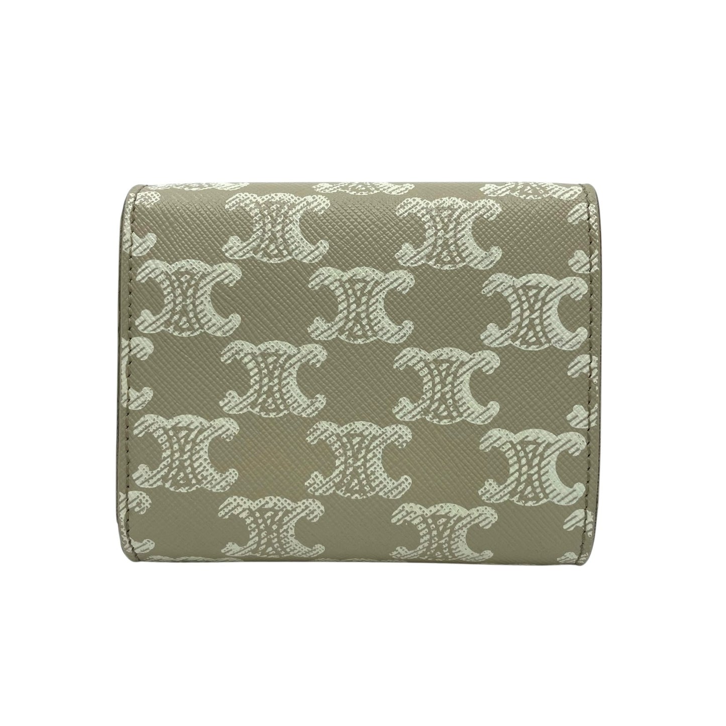 CELINE セリーヌ 三つ折り財布 トリオンフキャンバス PVC スモール コンパクトウォレット ベージュ ホワイト 10D78 レディース メンズ ユニセックス M5