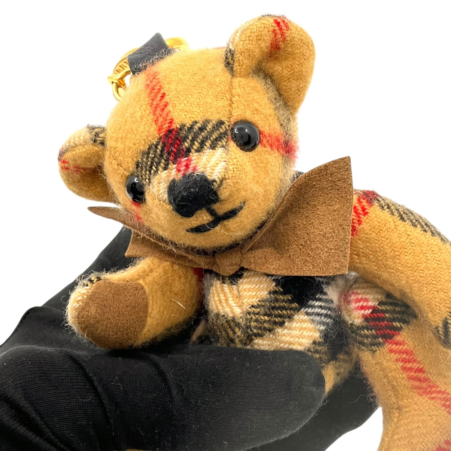 美品 バーバリー BURBERRY チェックベア くま マスコット バッグチャーム キーホルダー テディベア ゴールド金具 箱付き M3