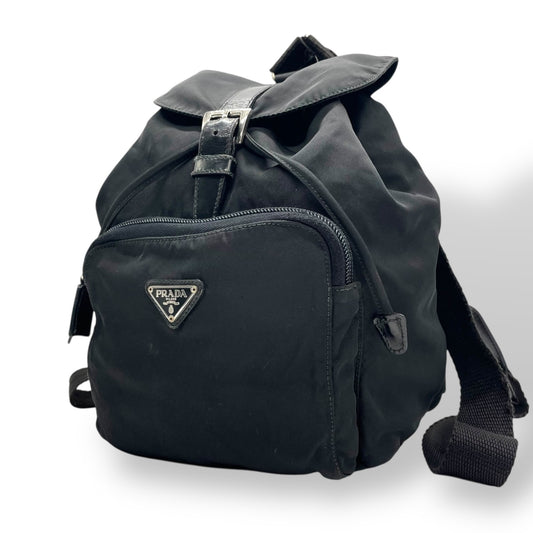 プラダ PRADA ナイロン バックパック リュックサック ブラック 黒 レザーコンビ トライアングルロゴ ヴィンテージ C7