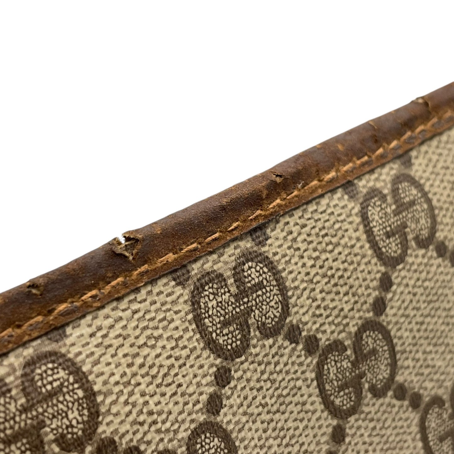 GUCCI グッチ GGスプリーム クラッチバッグ セカンドバッグ 茶 ブラウン グレー PVC レザー ゴールド金具 オールドグッチ ヴィンテージ メンズ レディース C4