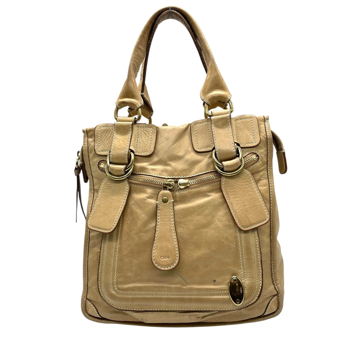 Chloe クロエ ベイ レザー トートバッグ 7ES358-50 ブラウン 牛革 ライトブラウン A4収納可能 Y2K VINTAGE archive 00s C7