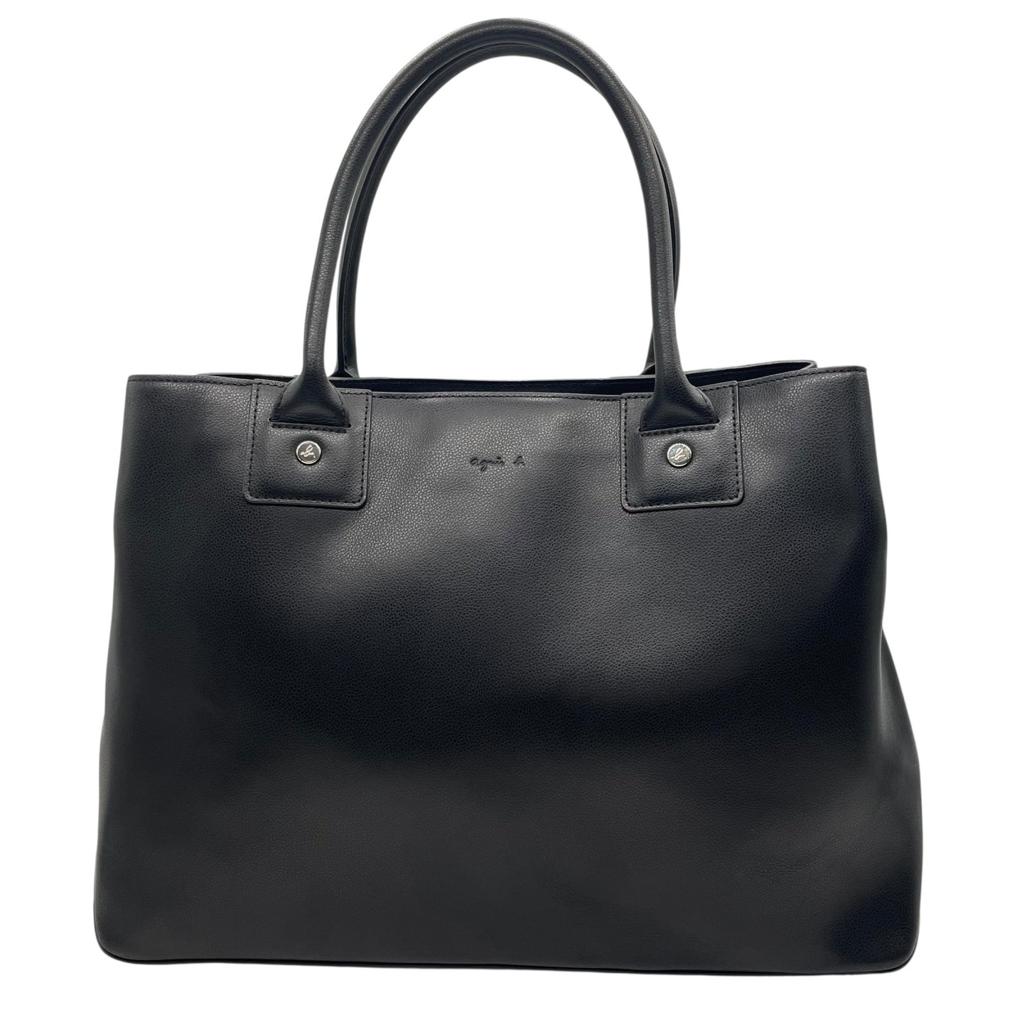 美品 agnès b. アニエスベー トートバッグ レザー 黒 ブラック シンプル PC収納可 A4可 通勤 通学 A