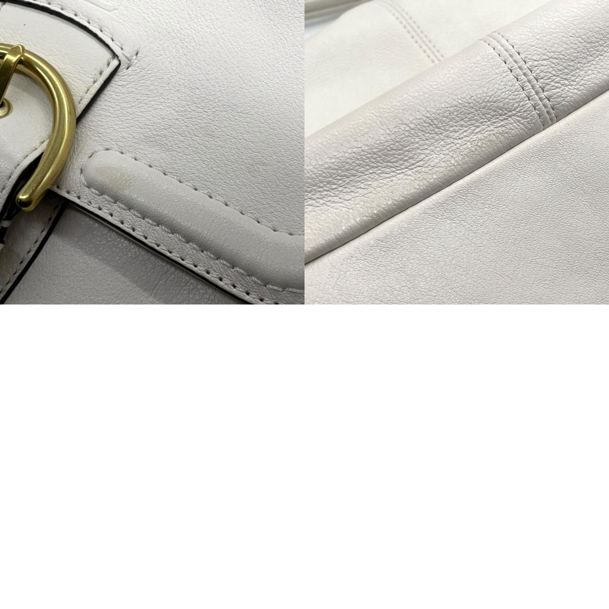 コーチ COACH ショルダーバッグ ワンショルダー レザー 白 ホワイト バックルデザイン 金金具 ゴールド金具 レディース T3