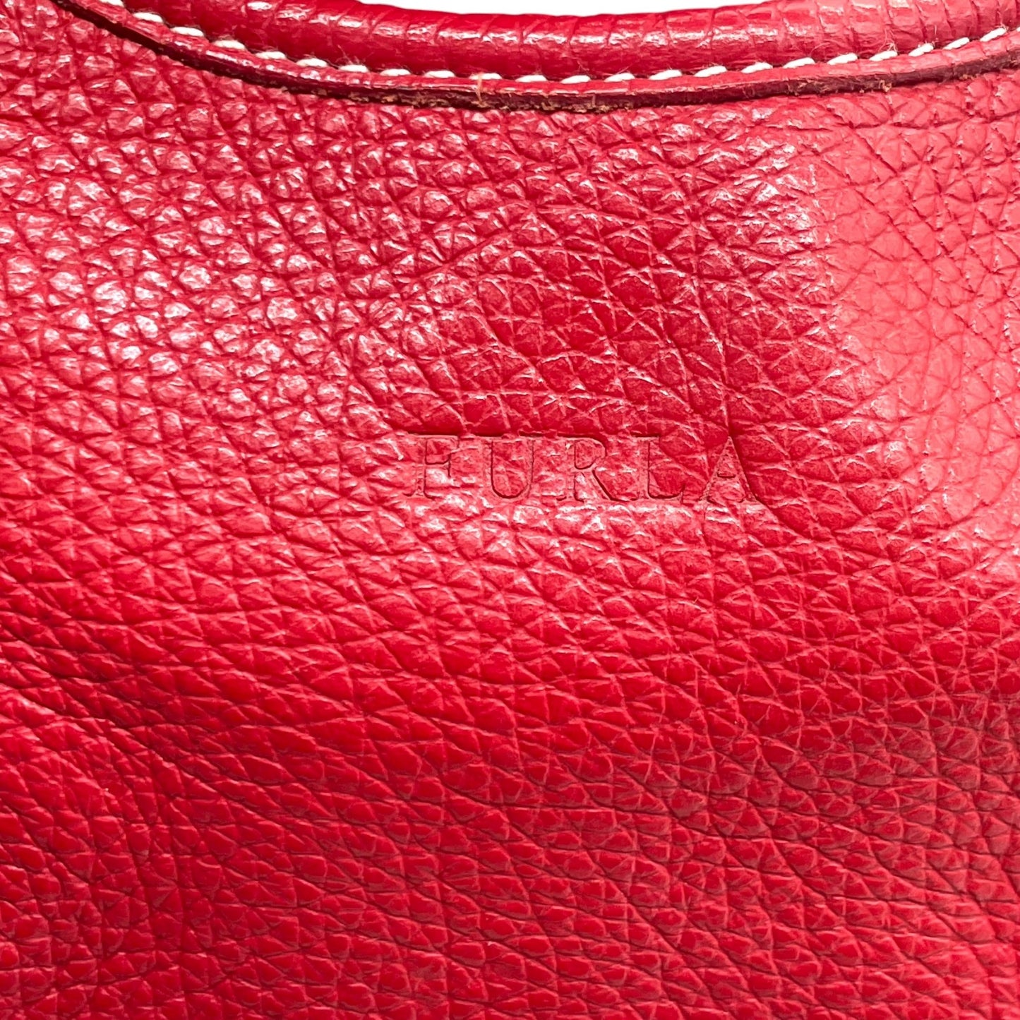 フルラ FURLA レザー ハンドバッグ トートバッグ ショルダー付き 赤 レッド シルバー金具 S93